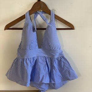 J. Crew seersucker halter bathing suit top
